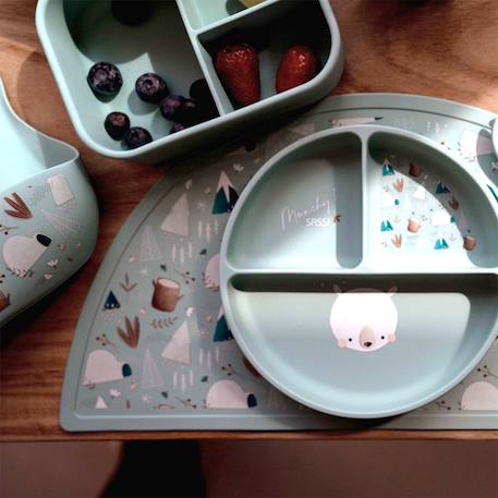Boîte à lunch en silicone munchy l'ours Bleu 4 - vertbaudet enfant 