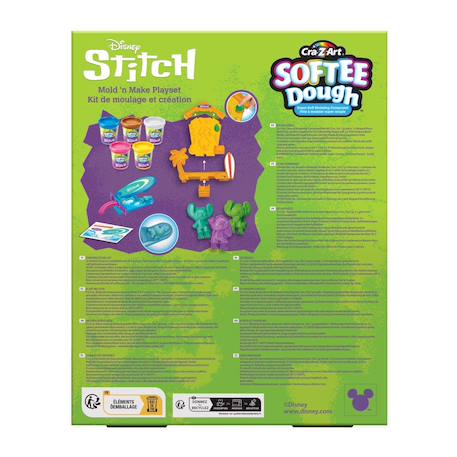 Lexibook Kit De Fabrication De Figurines Stitch En Pâte à Modeler - 5 Pots, 3 Moules, Extrudeuse Surf - Dès 3 Ans - CRDOUGH50D