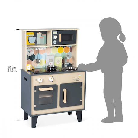Grande cuisine en bois mozaïc Gris / bois 5 - vertbaudet enfant 