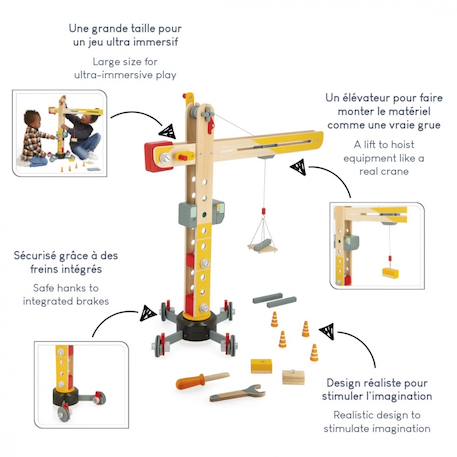 Grande grue en bois fsc Jaune 3 - vertbaudet enfant 