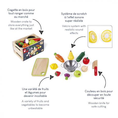 Set 9 fruits et légumes à découper Multicolore 3 - vertbaudet enfant 