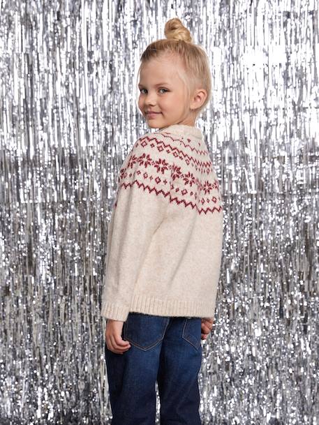 Pull jacquard enfant mixte noël capsule famille écru 8 - vertbaudet enfant 