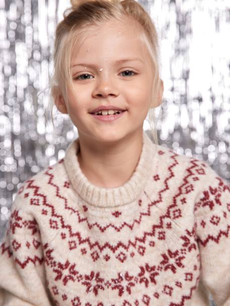 Pull jacquard enfant mixte noël capsule famille écru 3 - vertbaudet enfant 