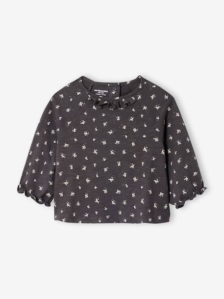 T-shirt forme blouse imprimé fleuri anthracite 1 - vertbaudet enfant 