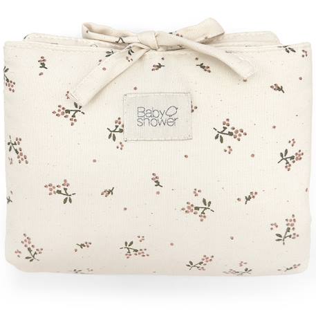 Tapis à langer audrey roseberry canvas Ecru, vert, rose 1 - vertbaudet enfant 