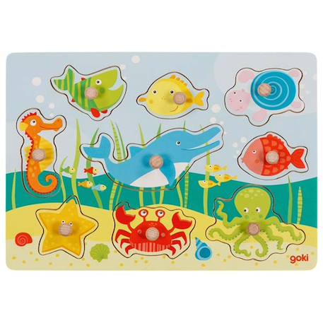 Puzzle à boutons animaux de la mer 9 éléments Multi-coloured 1 - vertbaudet enfant 