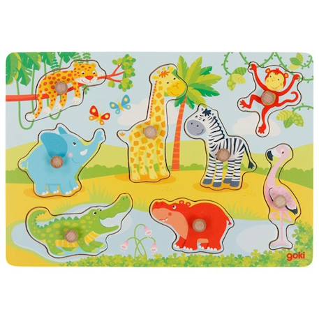 Puzzle à boutons bébés animaux d'afrique 8 éléments Multi-coloured 1 - vertbaudet enfant 