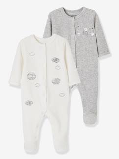 Valise de maternité pour bébé-Lot de 2 pyjamas bébé en velours ouverture naissance nuage