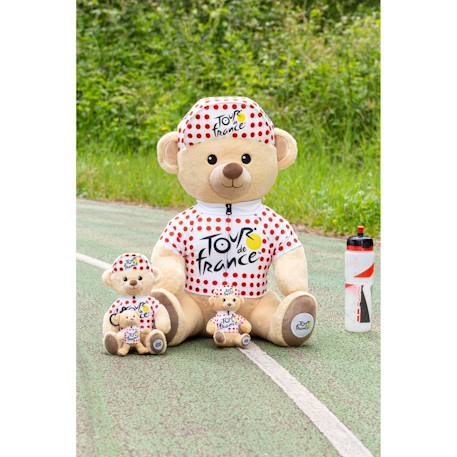 Peluche officielle ours tour de france - 60 cm maillot et casquette grimpeur à pois Blanc 6 - vertbaudet enfant 