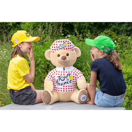 Peluche officielle ours tour de france - 60 cm maillot et casquette grimpeur à pois Blanc 4 - vertbaudet enfant 