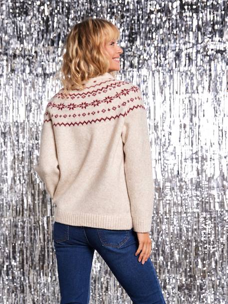 Pull femme jacquard noël capsule famille Noël écru 6 - vertbaudet enfant 
