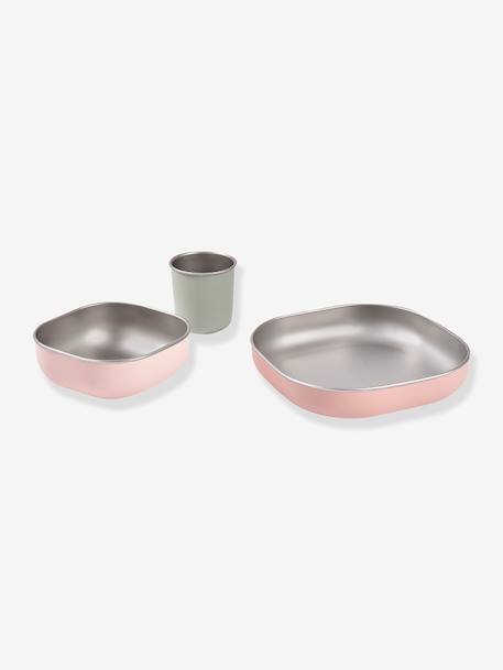 Coffret-repas 3 pièces inox rose+terracotta 4 - vertbaudet enfant 