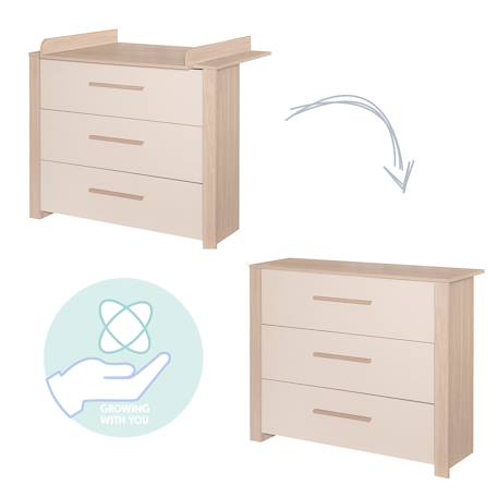 Chambre bébé évolutive 2 pièces avec soft-close momo Beige cashmere - chêne 5 - vertbaudet enfant 