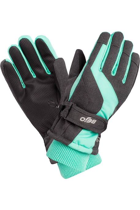 Gants de ski motif/style logo  brise Gris foncé chiné / turquoise 3 - vertbaudet enfant 