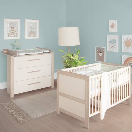 Chambre bébé évolutive 2 pièces avec soft-close momo Beige cashmere - chêne 2 - vertbaudet enfant 