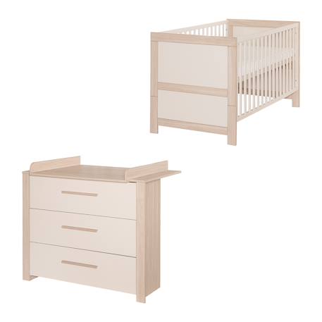 Chambre bébé évolutive 2 pièces avec soft-close momo Beige cashmere - chêne 1 - vertbaudet enfant 
