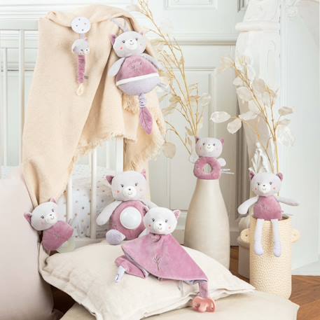 Peluche - attache tétine bebe bamboo - chat - 13 cm s/carte Rose 5 - vertbaudet enfant 