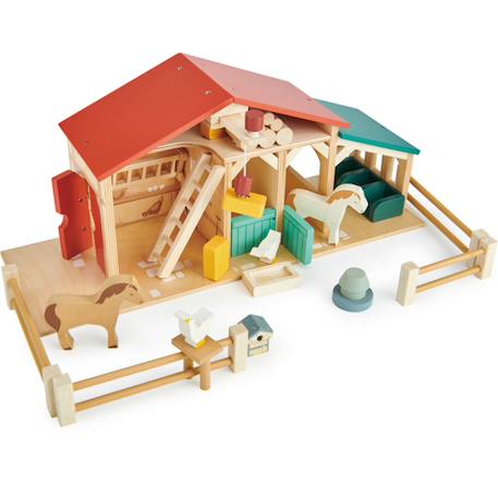 La Ferme en bois avec animaux Beige, rouge, bleu 3 - vertbaudet enfant 
