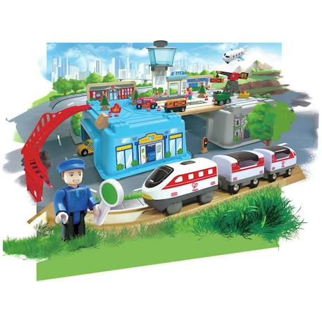 Paysage urbain train dans boîte de rangement Multicolore 3 - vertbaudet enfant 