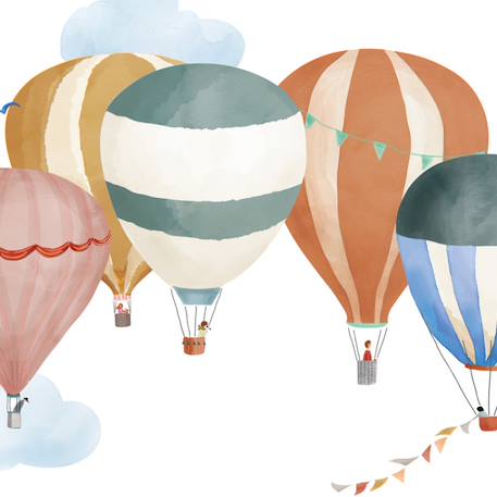 Planche easy stickers montgolfière aquarelle Bleu, jaune, vert 2 - vertbaudet enfant 
