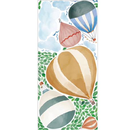 Stickers géants montgolfière aquarelle Bleu, jaune, vert 2 - vertbaudet enfant 