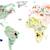 Stickers géants animaux du monde (160 x 80 cm) Vert, jaune, rose 2 - vertbaudet enfant 