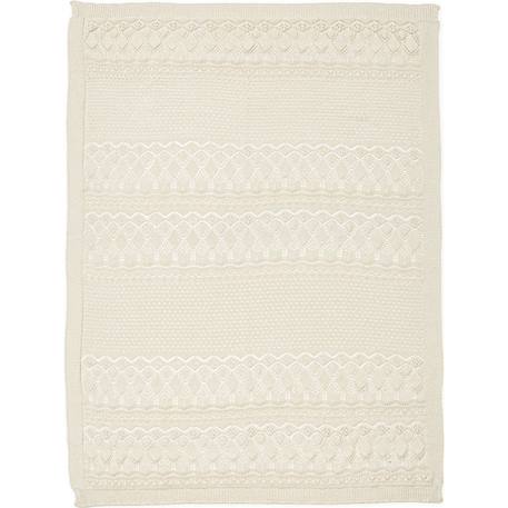 Couverture bébé en tricot pointelle off white (100 x 80 cm) Blanc 3 - vertbaudet enfant 