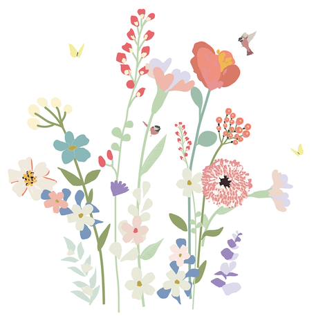Stickers géants fleurs de champs Rose, vert, rouge 2 - vertbaudet enfant 