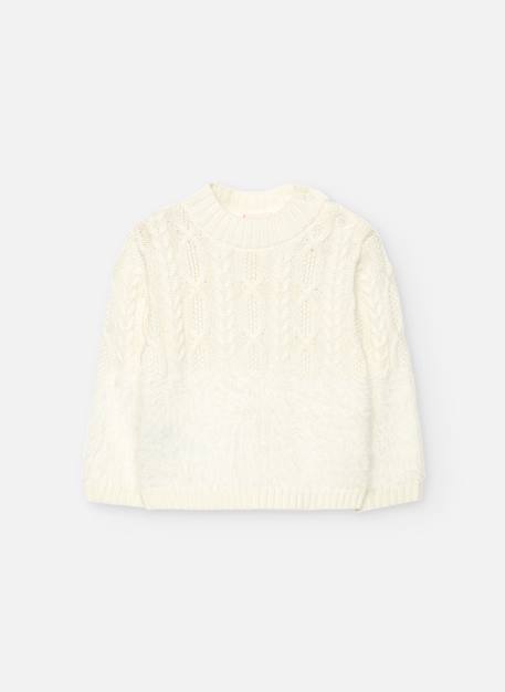 Pull Bébé Tricoté Main En Laine Blanche - Taille 12 Mois - Neuf Sans étiquettes - Col Rond, Manches Longues