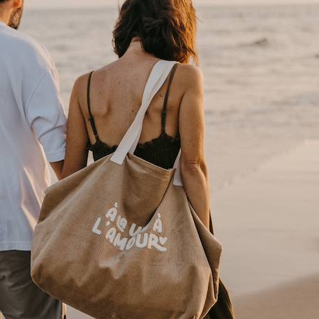 Sac cabas xl velours a la vie à l'amour Beige 4 - vertbaudet enfant 
