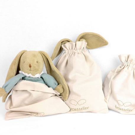 Peluche hochet lapin nid d'ange marinière (20 cm) Bleu marine, beige+Céladon+Rose poudré+Vieux rose 7 - vertbaudet enfant 
