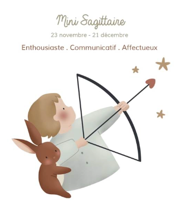 Mini Sagittaire. 23 novembre - 21 décembre. Enthousiaste, Communicatif, Affectueux