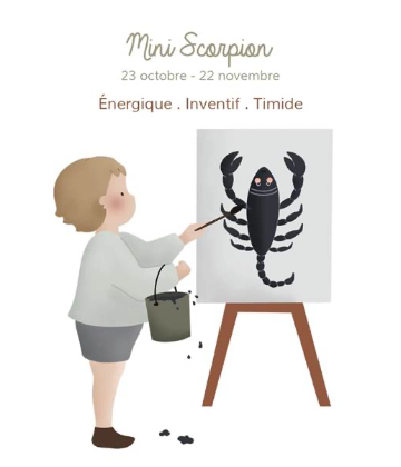 Mini Scorpion. 23 octobre - 22 novembre. Énergique, Inventif, Timide